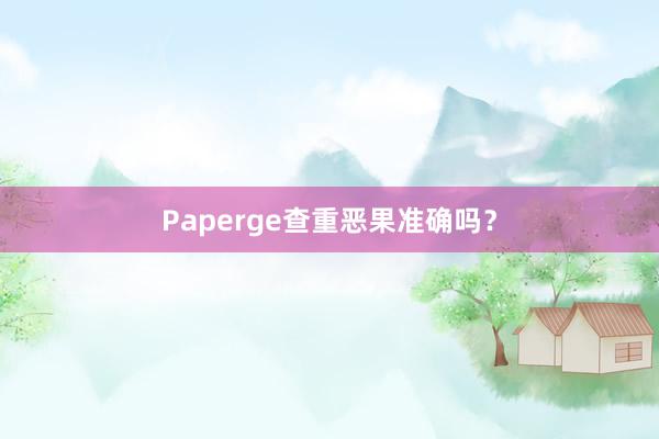 Paperge查重恶果准确吗？